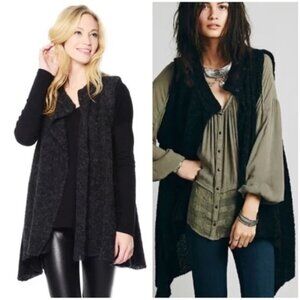 Free People Wool Alpaca Stand and Deliver Cape Cardigan In Charcoal Grey Small